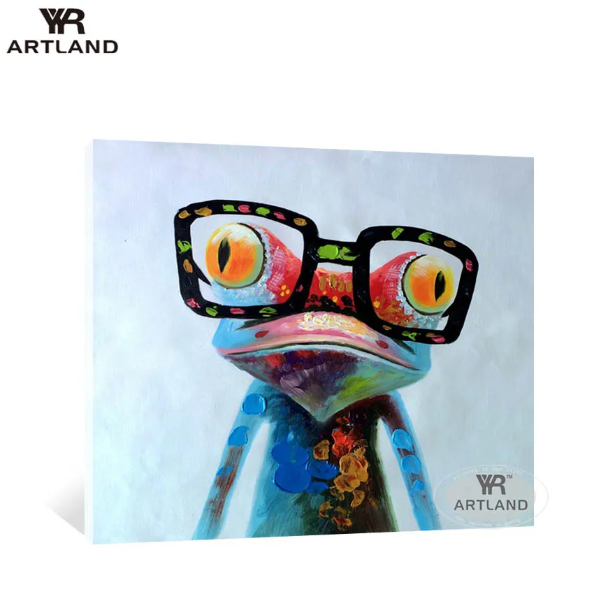 Популярная абстрактная картина животных цветная лягушка с очками ручная роспись