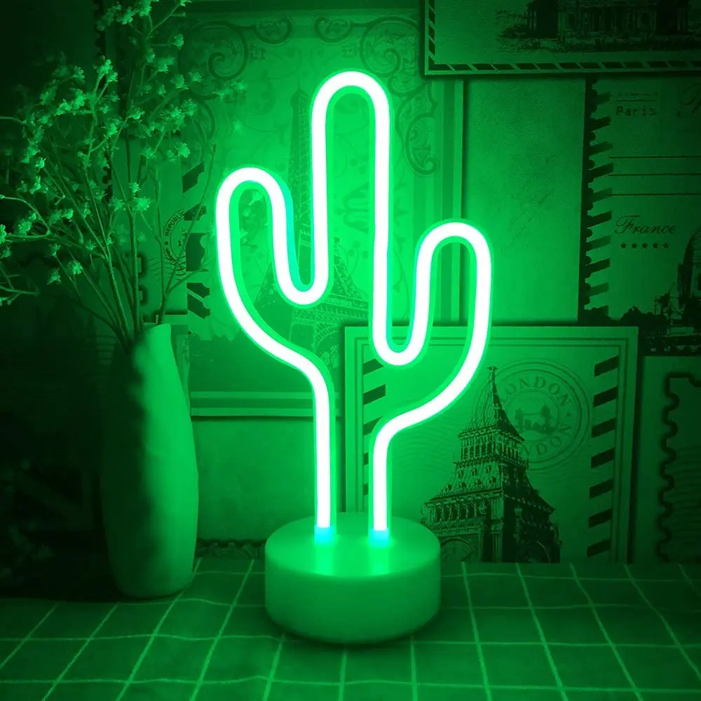 

Cute LED Cactus Shape Neon Sign Light Xmas Party Romantic Wedding Kids Room Home Decoration USB Battery Powered Cute Night Lamp