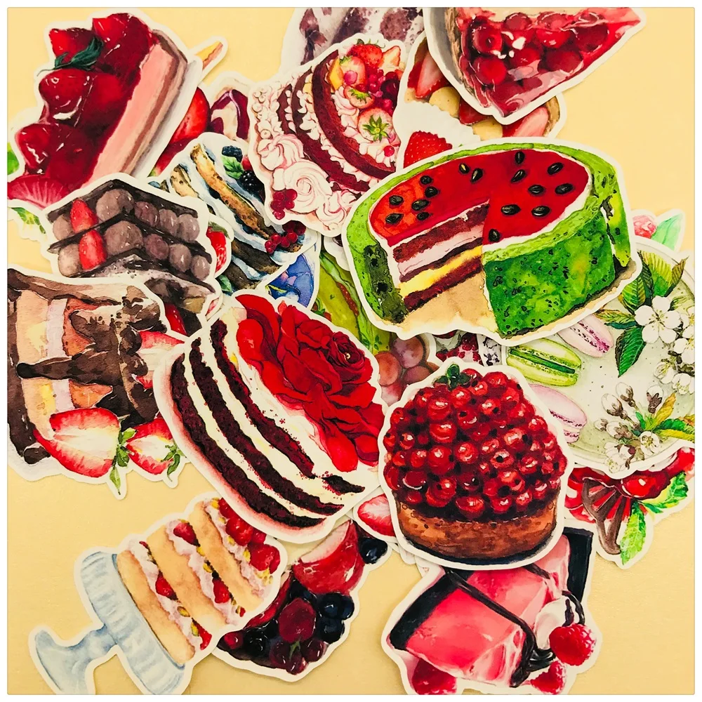 

30Pcs/Bag Hand Draw Fruit Cake Strawberry Sticker DIY Craft Scrapbooking Album Junk Journal Planner Decorative Stickers