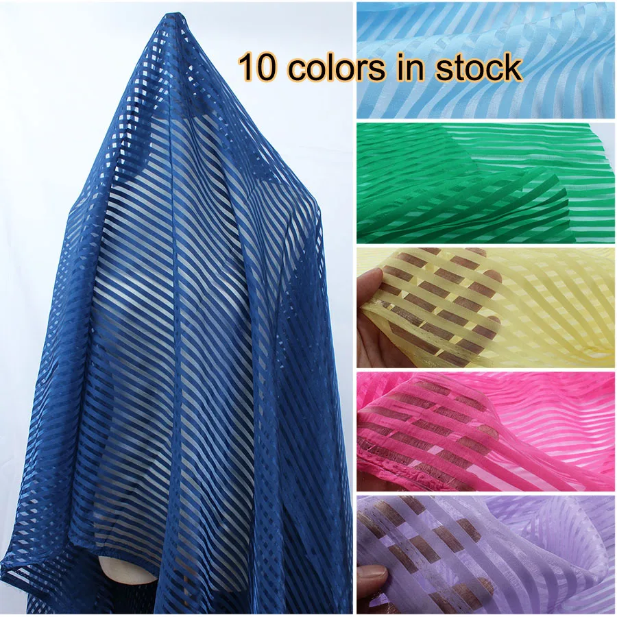 Ткань из органзы в Вертикальную Полоску для изготовления платья ширина 150