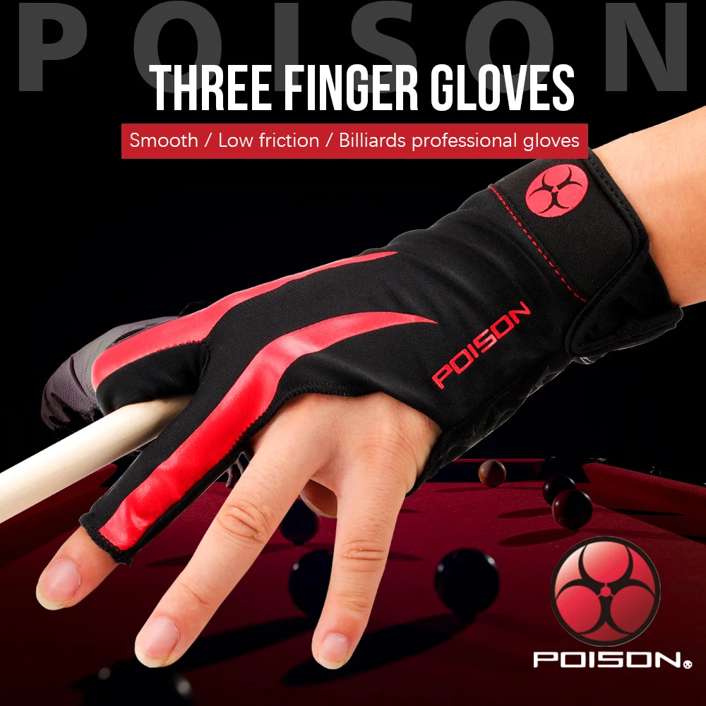 

POISON Gloves Billiard Gloves One Piece Non-slip Lycra Fabric Pool Gloves Snooker Glove Profession Billiard Accessories