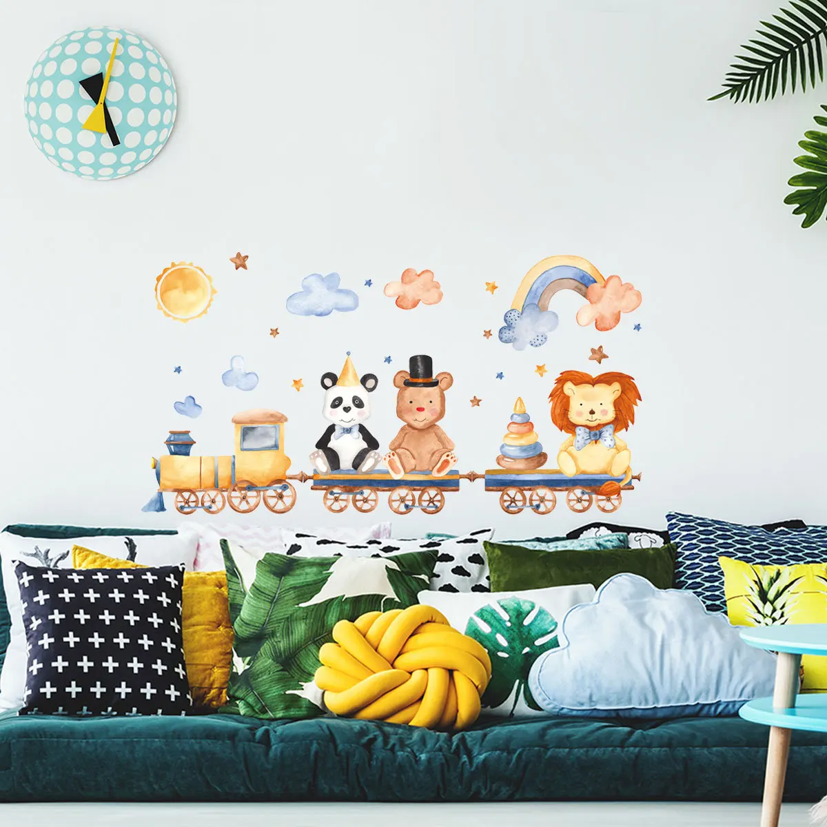 Креативная настенная наклейка со шлейфом и животными для гостиной спальни