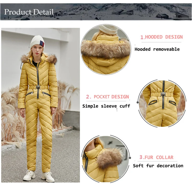 New Women Ski jacket and Pant Ski suits Females Jumpsuit Women Snowboard Waterproof Overall Russia