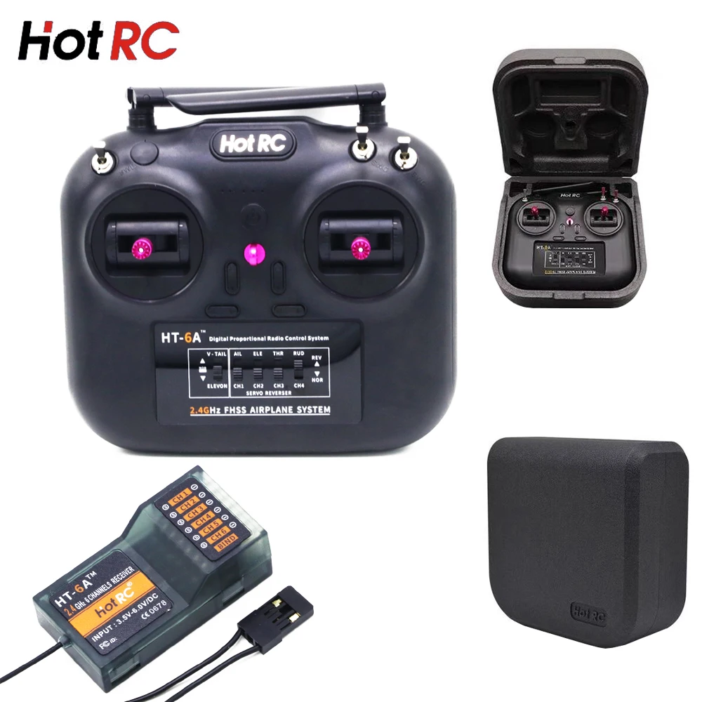 

Hotrc HT-6A 2.4G 6CH RC Transmitter Remote Controller And HT-6A 6CH FHSS Receiver For FPV Drone Airplane Car Boat