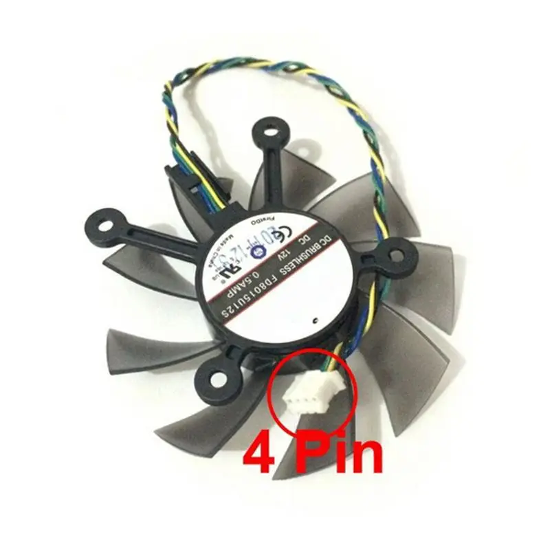 Кулер FD8015U12S 75 мм 12 в пост. Тока 0 5 А 4 контактный для видеокарт ASUS GTX 560 GTX550Ti