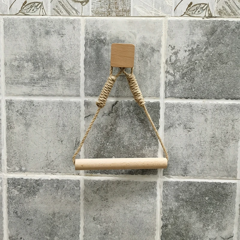 

Retro Kitchen Roll Paper Accessory Hanging Rope Wall Mounted toilet paper holder Tube Bathroom Decor Rack Holders