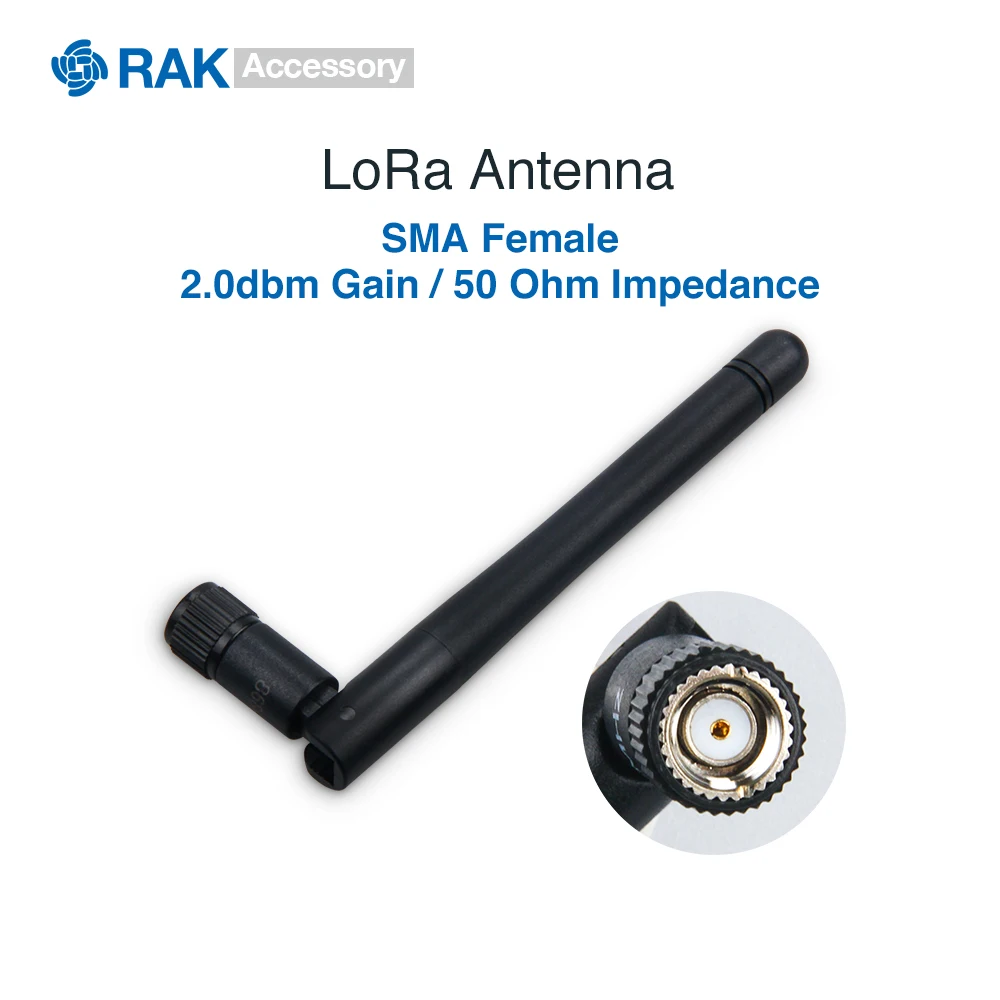 

2.0dbm Gain LoRa Antenna with SMA Female Connector Lorawan Connect Cable 50 Ohm Impedance 433 470 868 915MHz Bands