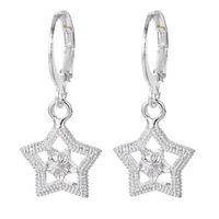925 sterling silver goddess temperament simple fashion geometric star hollow flower earrings party wedding ladies gift