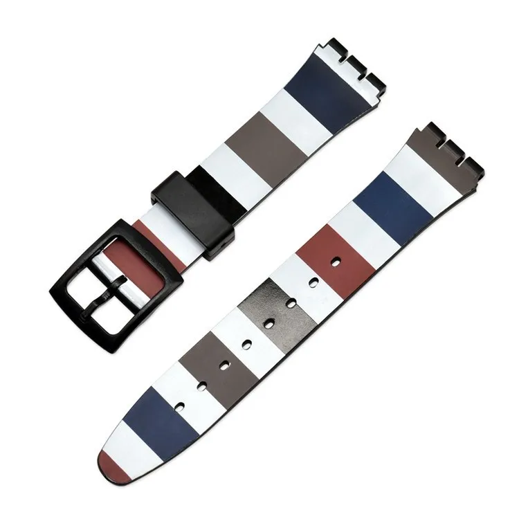 

16mm 17mm 19mm Colorful Silicone Watch Band Rainbow Rubber Replace Wristband Bracelet for Swatch Strap Men Women
