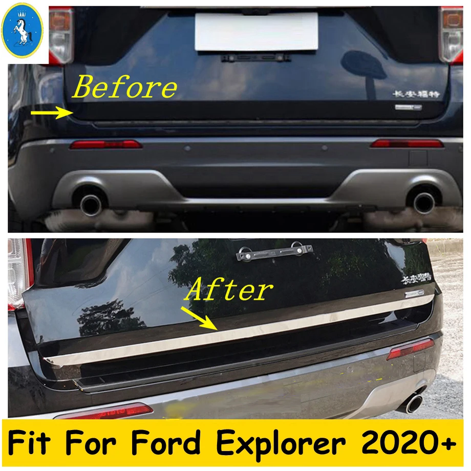 

Rear Trunk Tailgate Gate Bottom Lid Strip Panel Cover Trim Stainless Steel Fit For Ford Explorer 2020 - 2022 Exterior Refit Kit