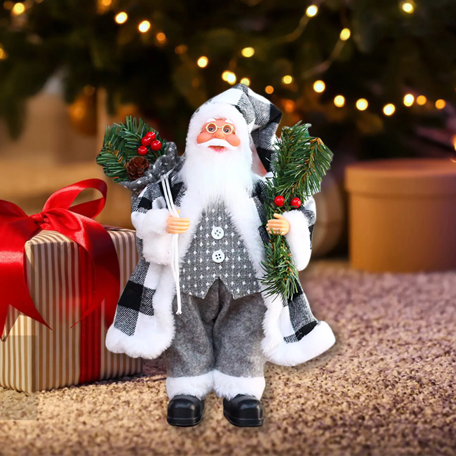 

Christmas Ornament Santa Claus Shaped Artware Decorative Doll Desktop Decor for Sitting Room Bedroom