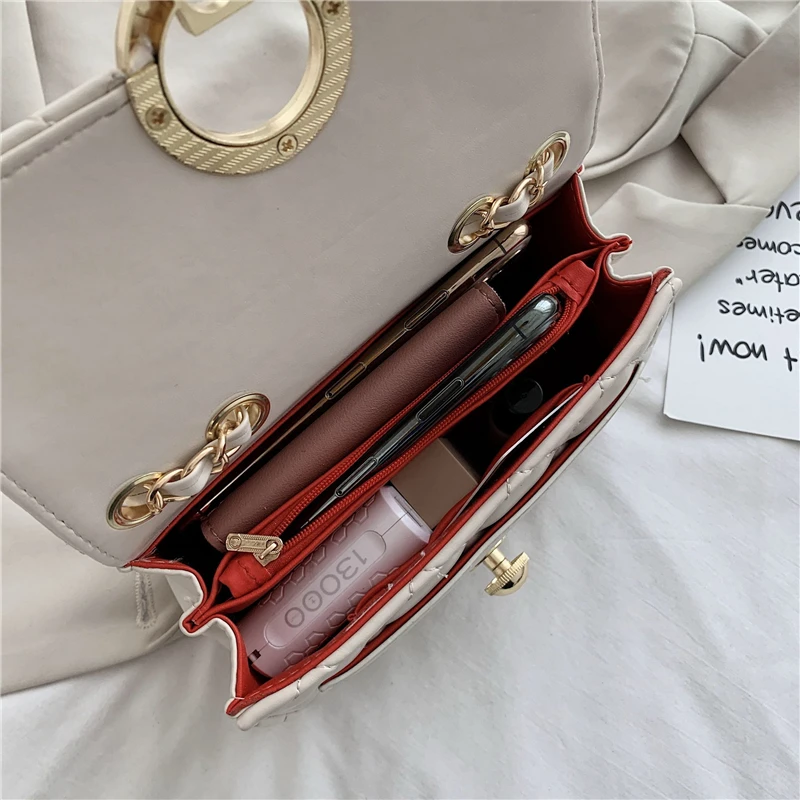 

Summer Trend Quilted Chain Mini Shoulder Bags For Women Fancy Design Lock Flap For Phone Girl Soft PU Leather Crossbody Bag 2021