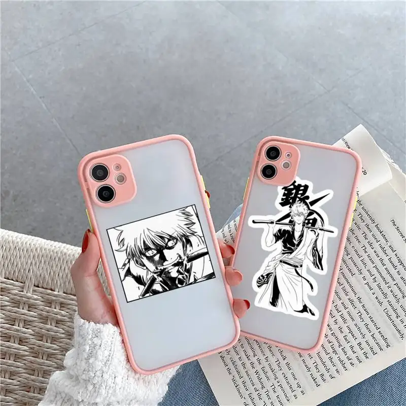 

Sakata Gintoki Phone Case Pink matte transparent For iPhone 7 8 x xs xr 11 12 pro plus max mini Clear Funda