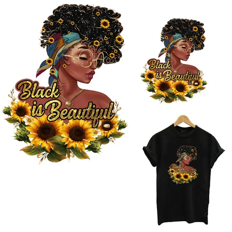 Черная Красивая Термотрансферная наклейка на одежду сделай сам моющаяся женская