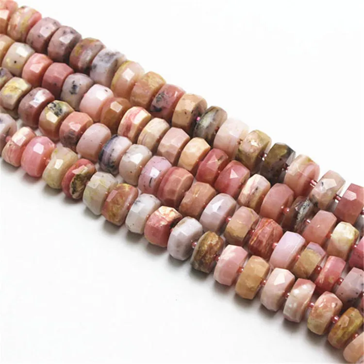 

7x12mm Natural Opal Hand Cut Rondelle Faceted Loose Beads 15.5" Strand