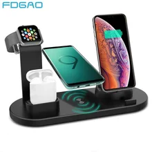 FDGAO Charging Dock Stand For iPhone 12 11 XS MAX XR X 8 Plus Airpods Pro Apple Watch SE 6 5 4 3 Fast Wireless Charger Station