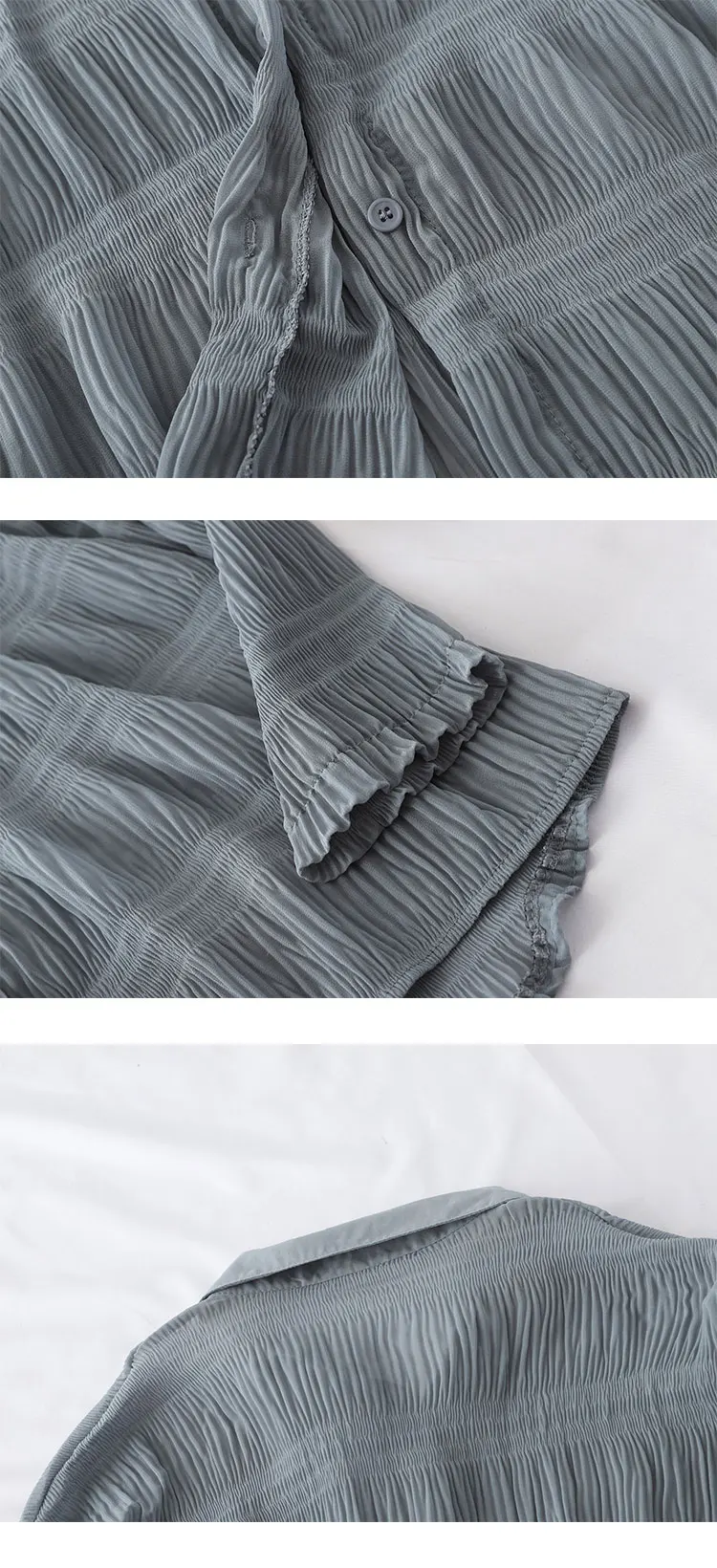 

Autumn New Spring Korean Ladies Tops Women Blouses Harajuku Chic Shirts Casual Loose Slim Solid Color Lapel Pleated Cuff Shirt