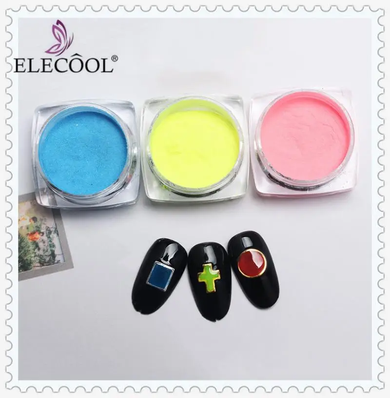 ELECOOL светящийся порошок ногтей пигменты светится в темноте 6 цветов Nail Art Блеск
