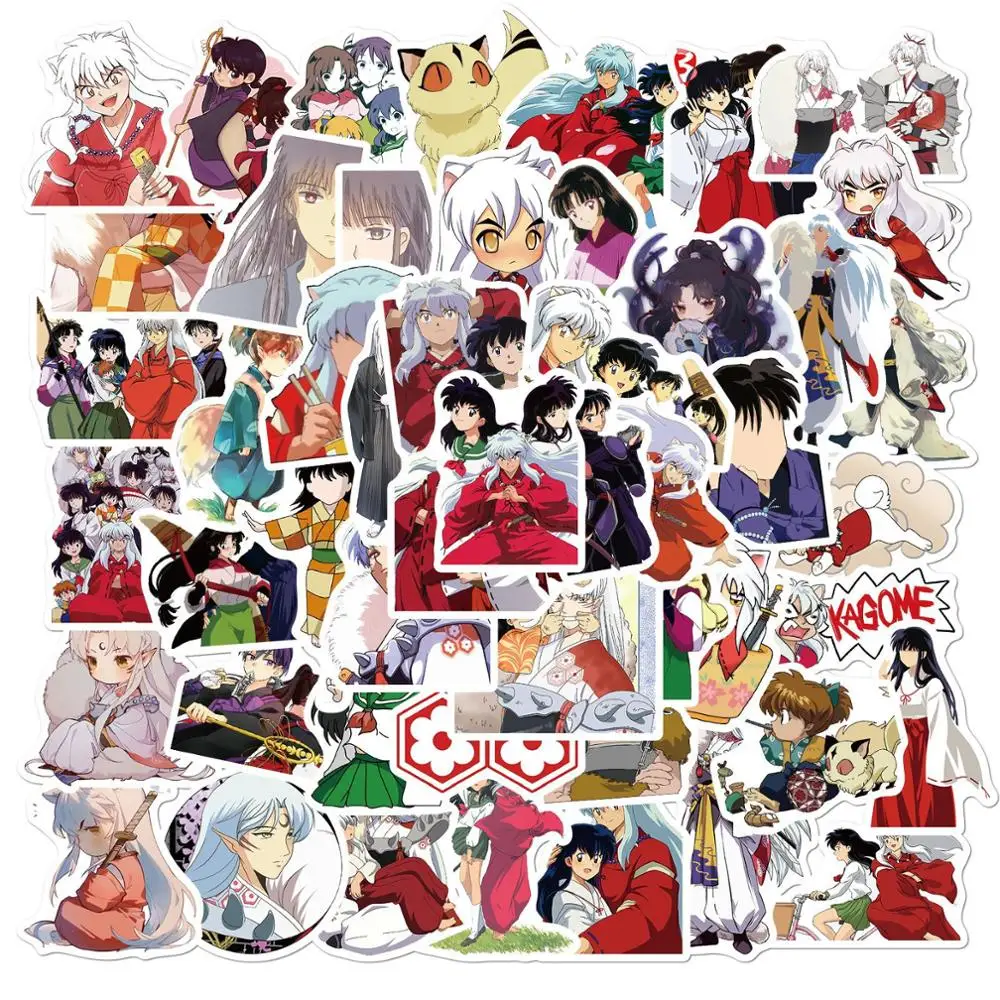 

50PCS Inuyasha Sticker Higurashi Kagome Sesshoumaru for Children Cartoons Anime Stickers to Stationery Laptop Skateboard Car