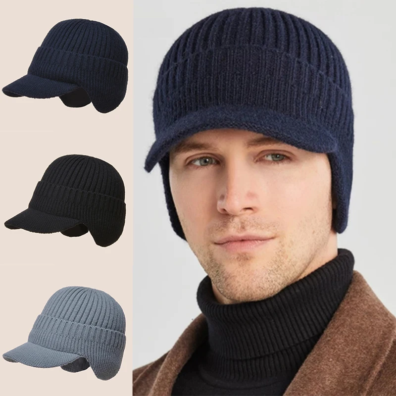 

Winter Hat Men's Thickened Wool Hat European And American Autumn And Winter Outdoor Warm Ear Protection Knitted Hat
