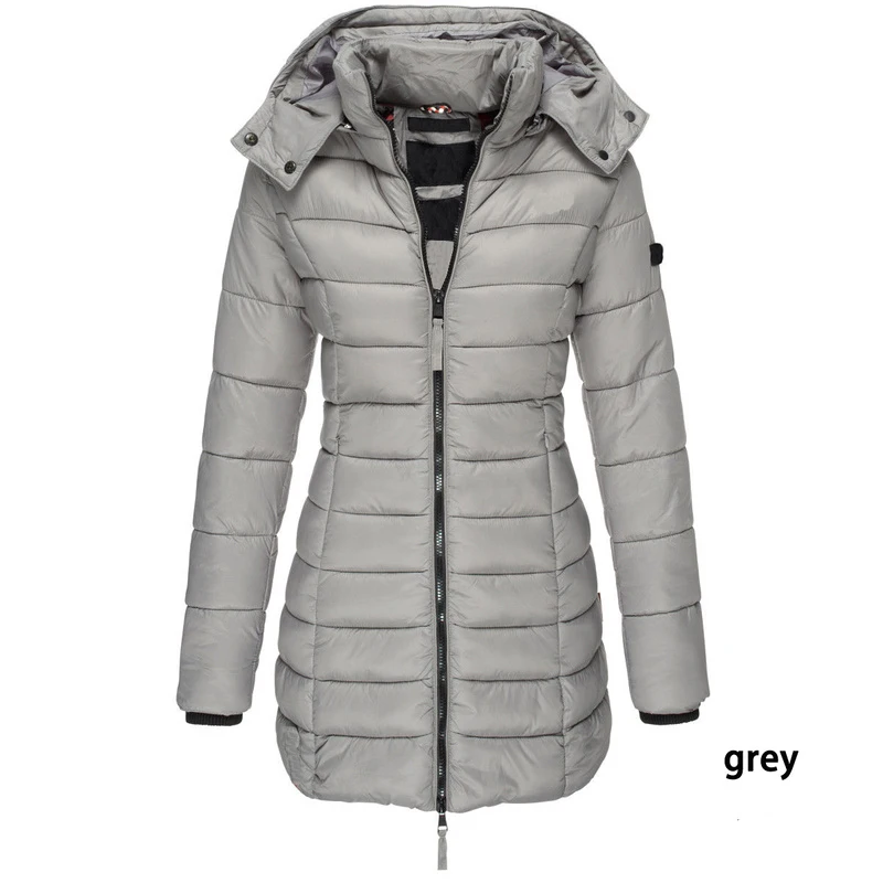 2022 зимнее Модное теплое пальто с капюшоном Женская Повседневная однотонная
