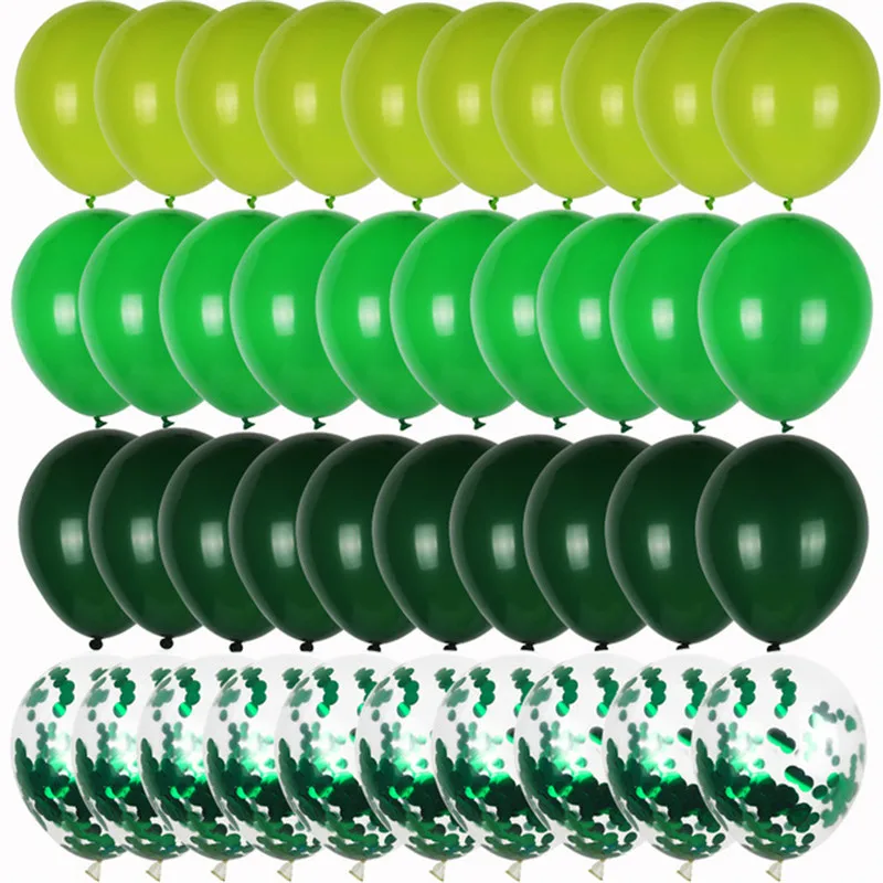 

40pcs Green Balloons Set Metallic Confetti Balloon Jungle Safari Animal Baloons Birthday Party Balloons Decorations Baby Shower