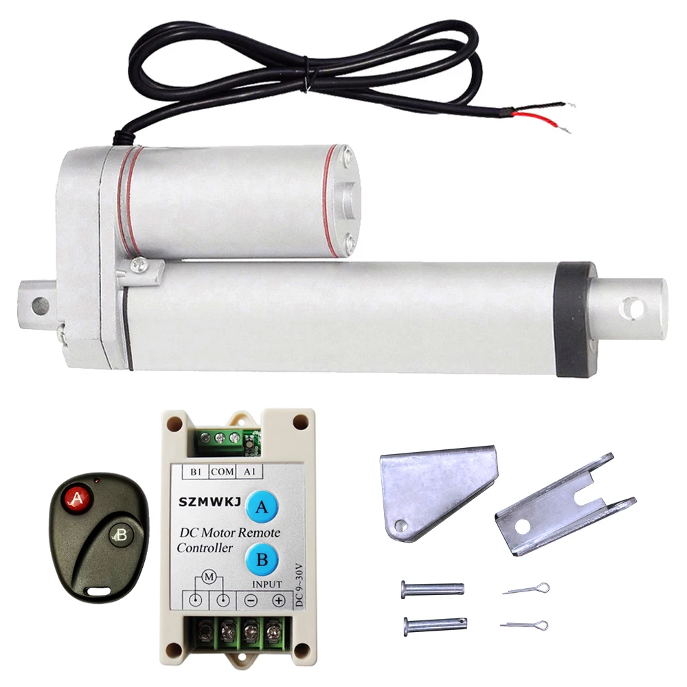 

DC 12V Volt 150mm/6Inch 6" Stroke 1500N Load Linear Actuator &Wireless Remote Controller & Mounting Brackets-Waterproof IP65