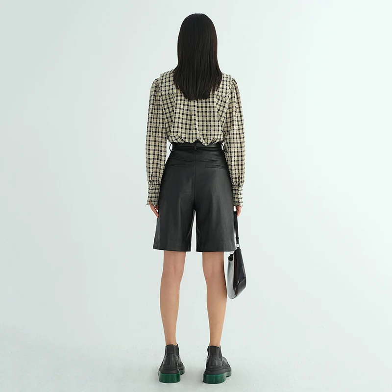 

[EAM] Black Pu Leather Leisure Wide Leg High Waist Trousers New Loose Fit Pants Women Fashion Tide Spring Autumn 2021 1DD4939