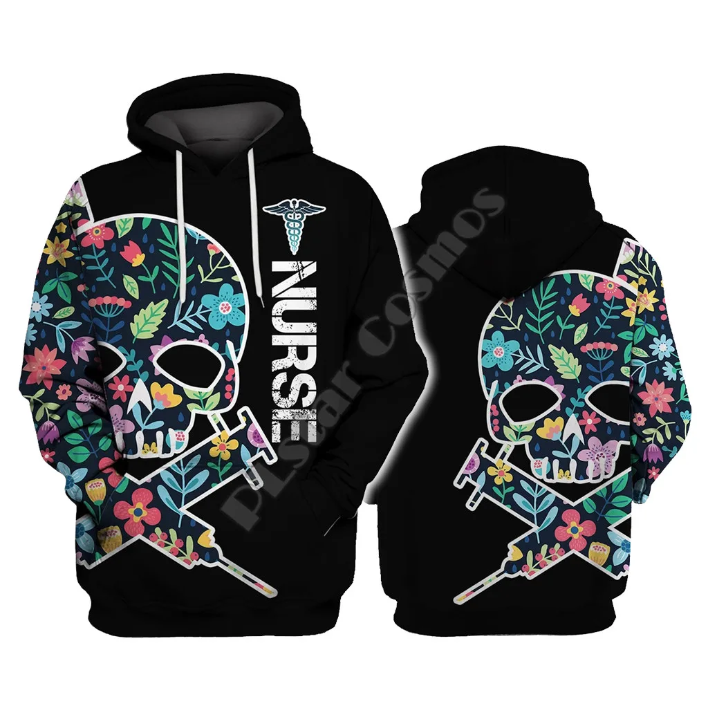 Толстовка с 3D-принтом медсестры черепа модная в стиле Харадзюку для мужчин и