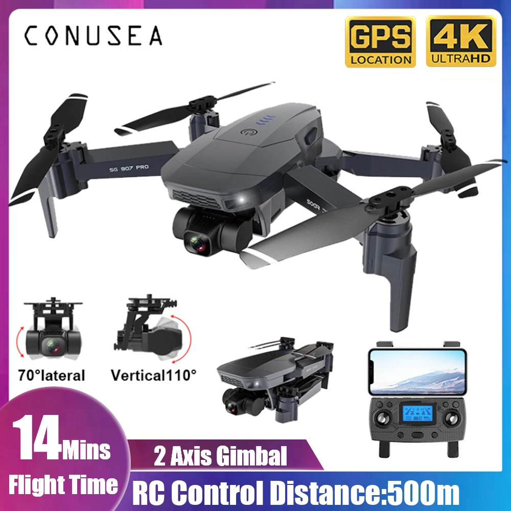 SG907 PRO / Камера Дрон с разрешением 4k GPS Дроны 2 Ось Gimbal HD 5G Wi Fi Широкий формат FPV