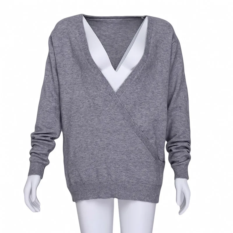 

2021 Sexy Deep V-neck Womens Sweaters Autumn Winter Sweater Women Thick Warm Pullover Jumpers Knitted Women Sweater