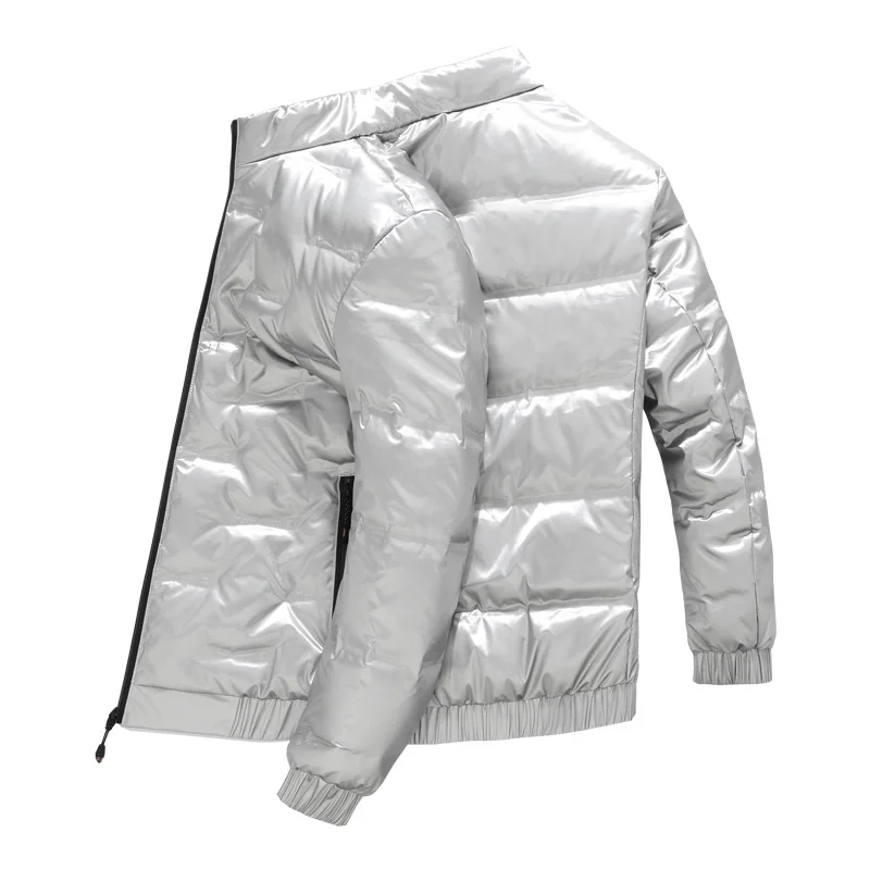 Men's Down Jacket Fashion Glossy Stand Collar Coat High Quality Glued Quilting Padding Jacket  Warm Winter Outwear Male Clothes