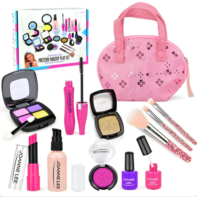 

Girls Make Up Toy Set Pretend Play Princess Pink Makeup Beauty Safety Non-toxic Kit Toys for Girls Dressing Cosmetic Tra