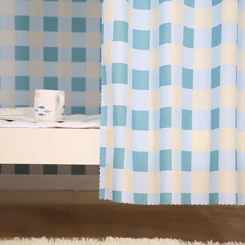 Студенческого общежития кровать Шторы Свежий плед покрытие стола светильник Топ