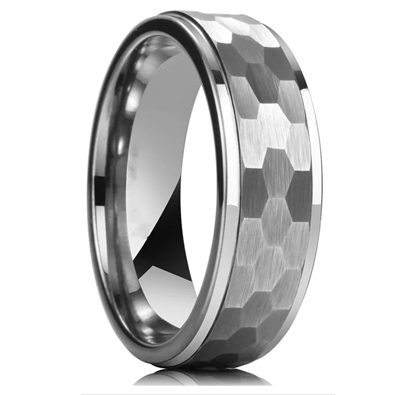

8mm hexagon pattern stainless steel jewelry anniversary gift ring men's ring fashion jewelry accessories