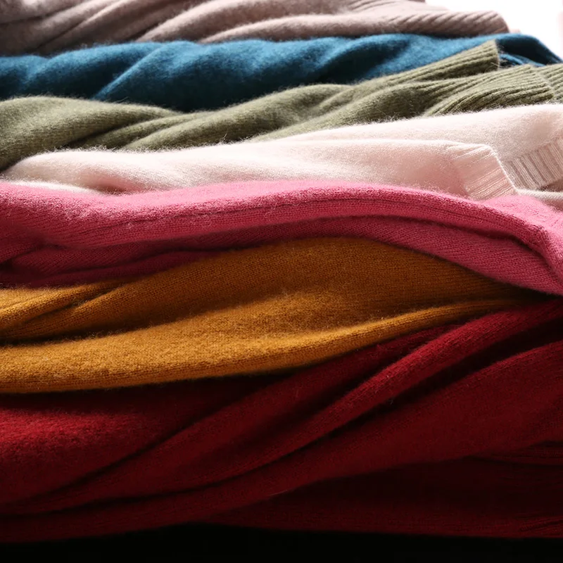 

New Fashion Colors Wool Cashmere Women V-neck Sweater Classic Light Soft Finewool Pullover Sweaters V Basic Ladie Jumpers M02