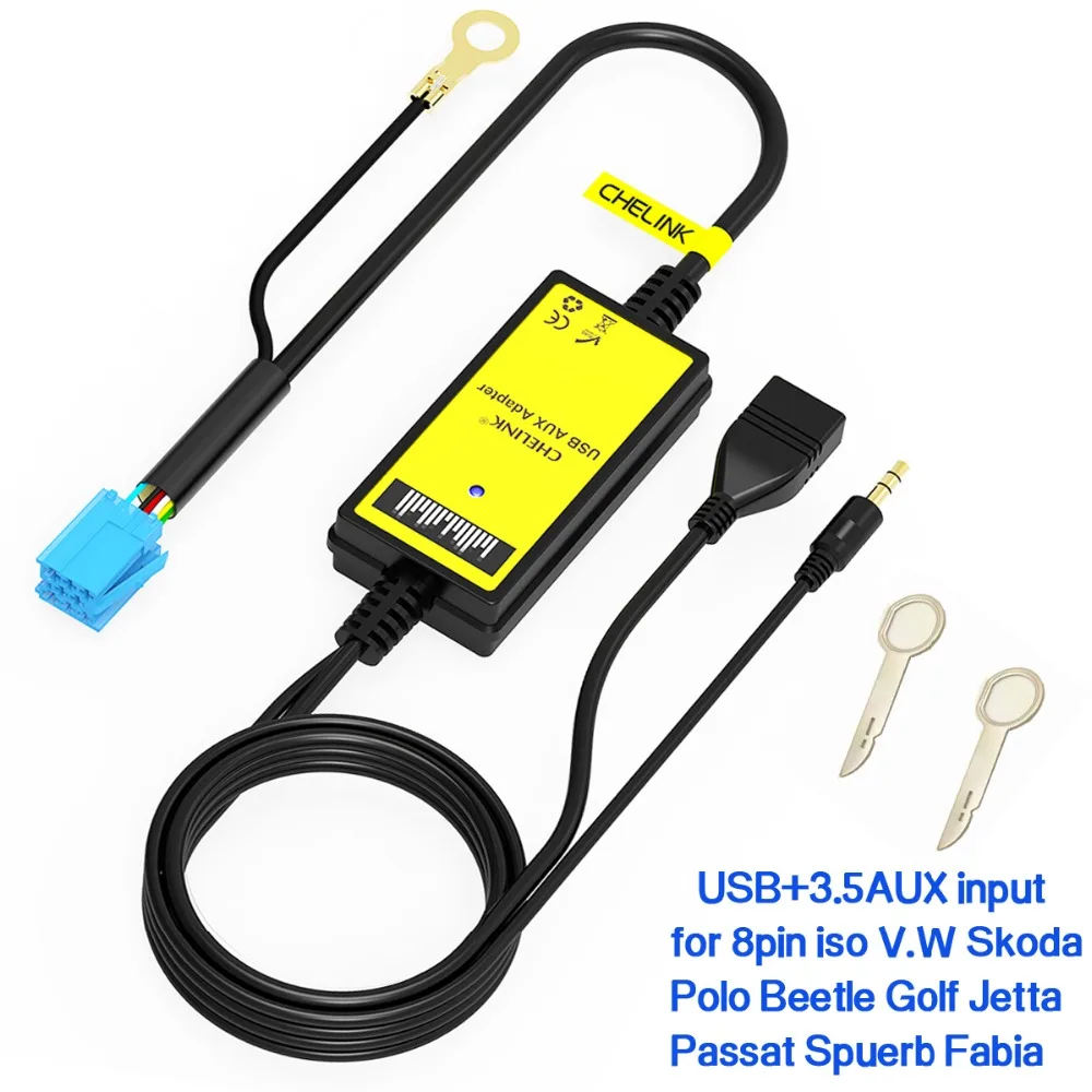 Автомобильный CD MP3 USB Интерфейс адаптер AUX вход для Polo Golf GTI Jetta Passat Skoda Fabia с Mini ISO 8Pin