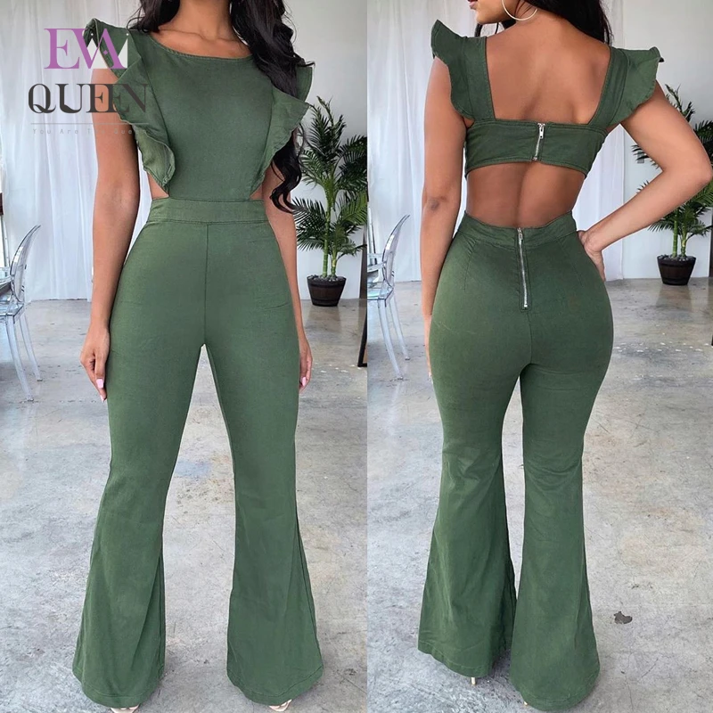 Сексуальные комбинезоны EvaQueen женский комбинезон с оборками повседневный