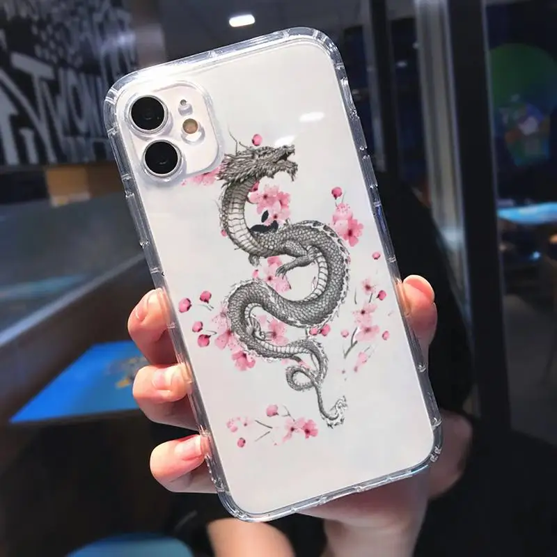 

Dragon art fashion Phone Case Transparent for iPhone 11 12 mini pro XS MAX 8 7 6 6S Plus X 5S SE 2020 XR