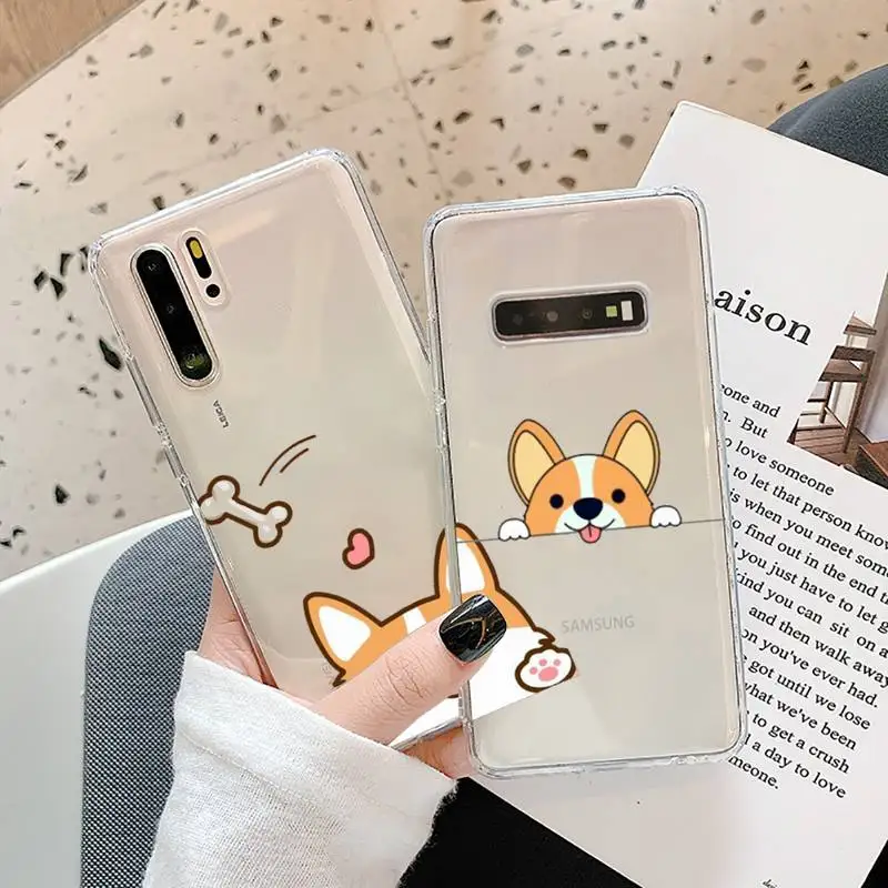 

Corgi Funny Cute Dog Phone Case Transparent for Samsung A71 S9 10 20 HUAWEI p30 40 honor 10i 8x xiaomi note 8 Pro 10t 11