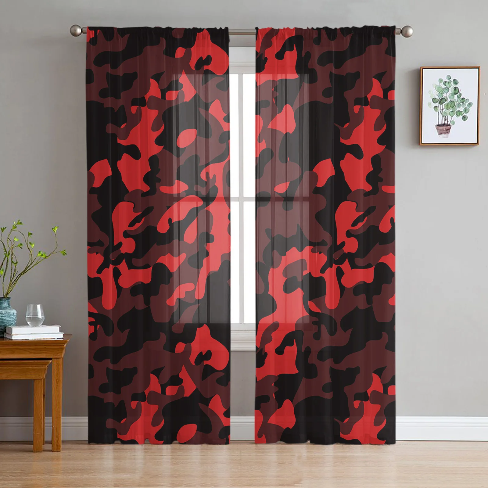 Красная камуфляжная оконная занавеска Современная драпировка для спальни