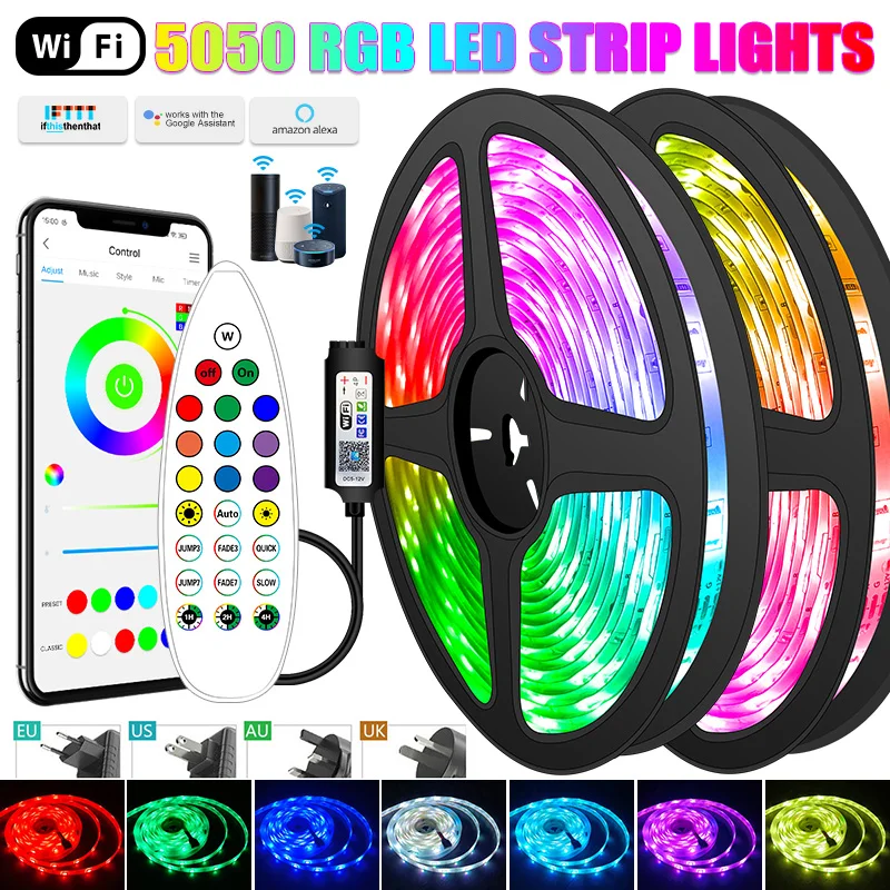 Bluetooth 5M-30M Wifi Led Strip Lights Flexibele Rgb Lamp LED light Tv Computer Thuis Backlight Waterproof Tape Nachtlampje | Лампы и