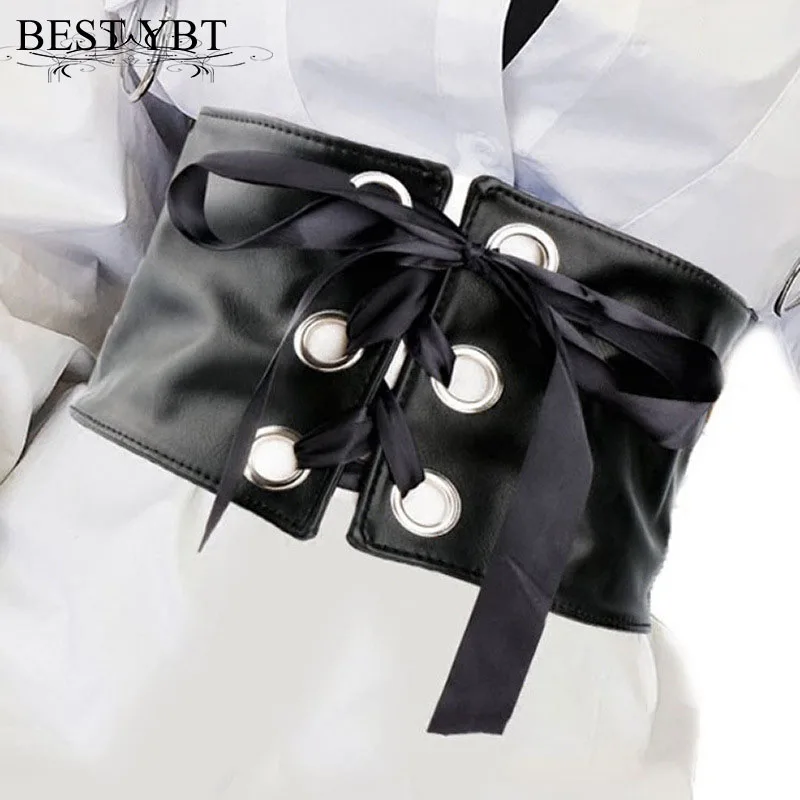

Best YBT Women Imitation Leather Belt Metal Elastic Bow Tie Hot Selling Fashion Wide Simple Decoration Women Individuality Belt