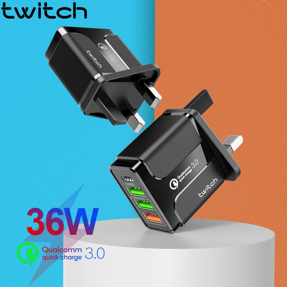 Зарядное устройство USB Twitch 3A Fsat быстрая зарядка QC 3 0 зарядное стандарта США ЕС
