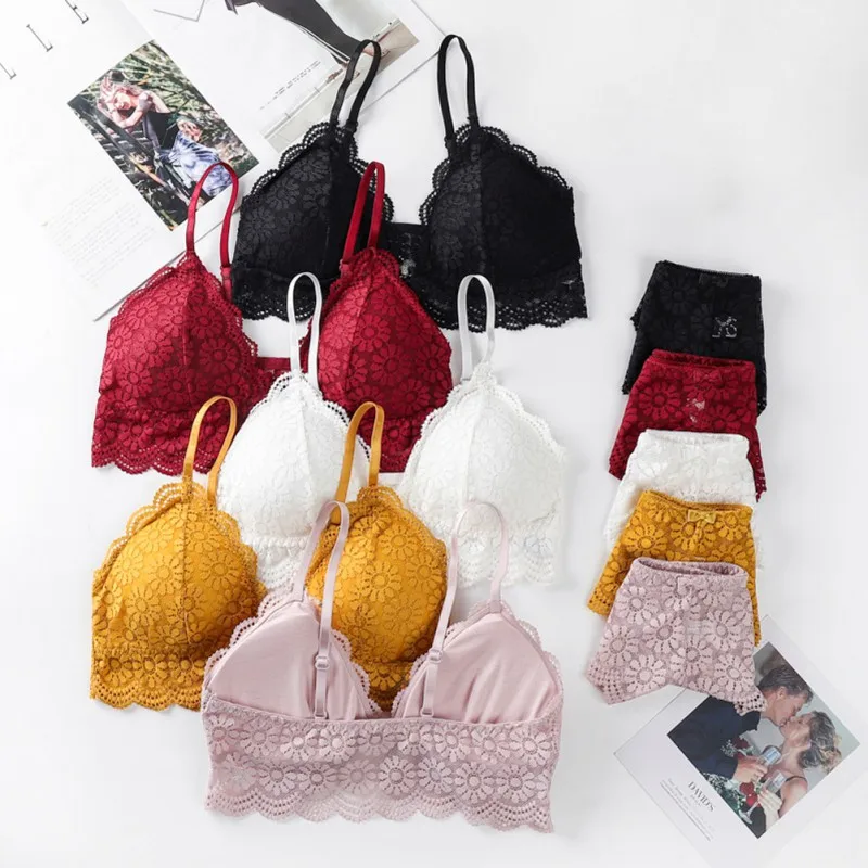

Women Bra Sets Lingerie Lace Bralette Ultra-Thin Panties Backless Padded Underwear Sexy Soft Briefs Sets Female Intimates 2021 1