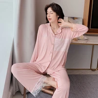 2021 spring autumn new long sleeve womens suit household clothes leisure simple can wear large size pajamas two sets