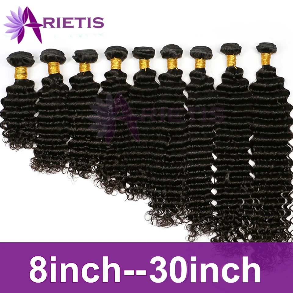 Arietis волосы 8 30 дюймов глубокая волна пучки перуанские Remy натуральные кудрявые