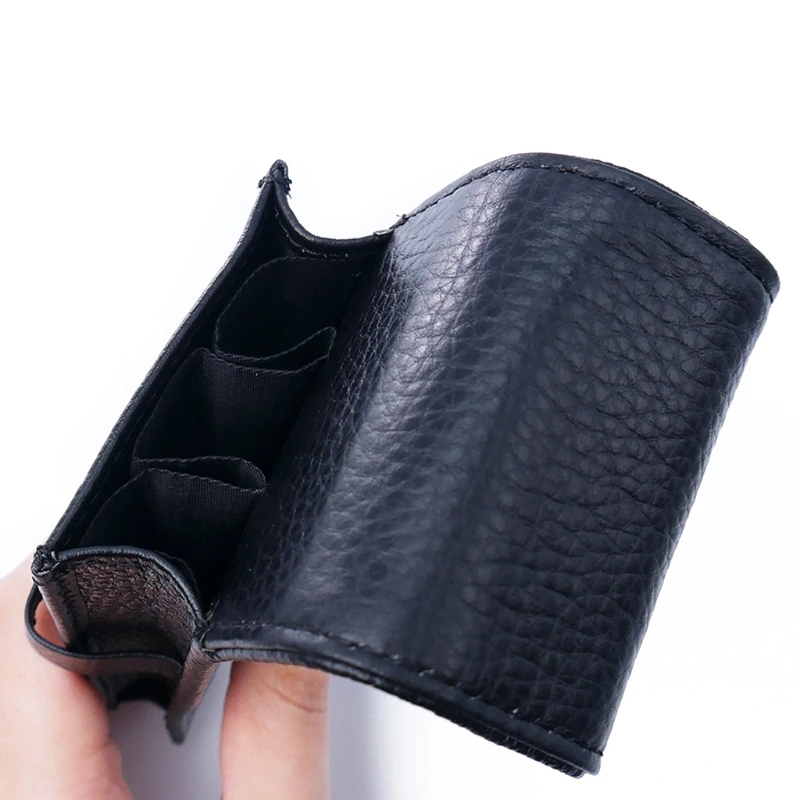 

Leather Fountain Pen Case for 3 Pens Pouch Separate Slot Organizer Carrying Case Pencil Bag Office Accessories Black/Coffee Colo