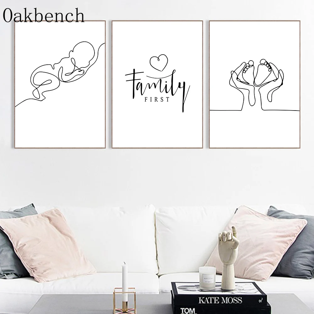 Семейный плакат абстрактная живопись Минималистичная Печать на холсте черно
