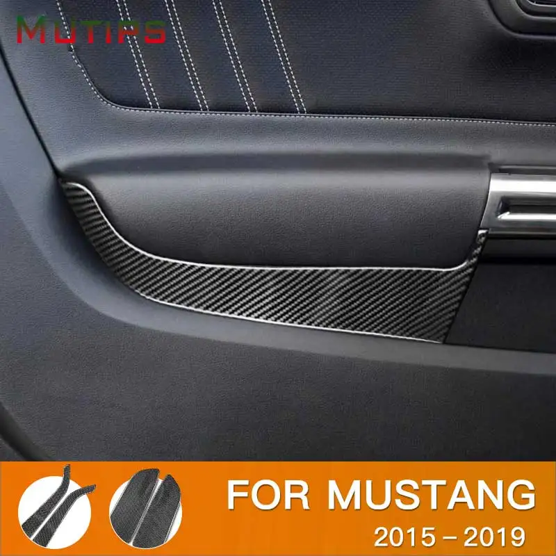 

Mutips for Ford Mustang Accessories 2015 2016 2017 2018 2019 Carbon Fiber Car Door Panel Cover Sticker Front Rear Interior Trim